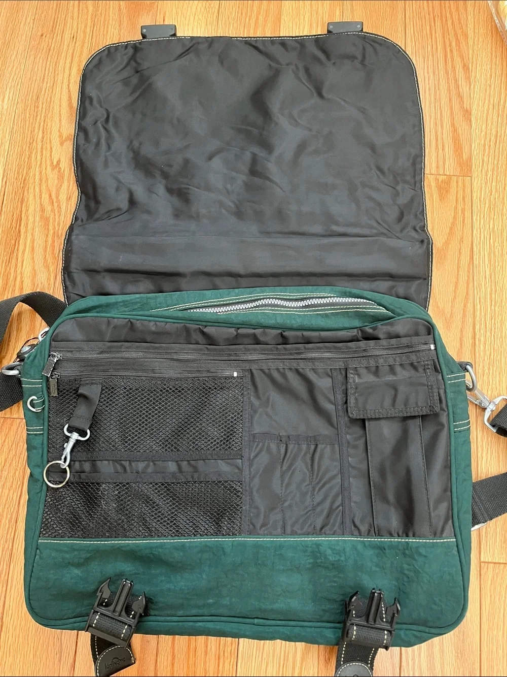 Kipling expandable messenger bag, forest green